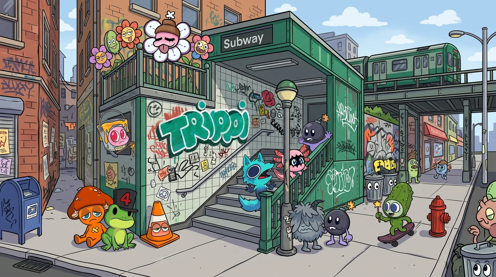 The Trippi crew gathering around their subway entrance